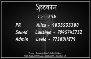 SPEकान - First Open Mic Event By Valia College Of Commerce & Arts