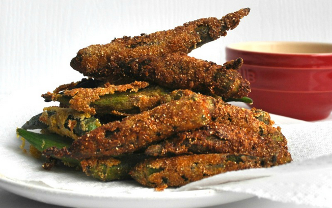 Fried Okra with Smoky Dipping Sauce